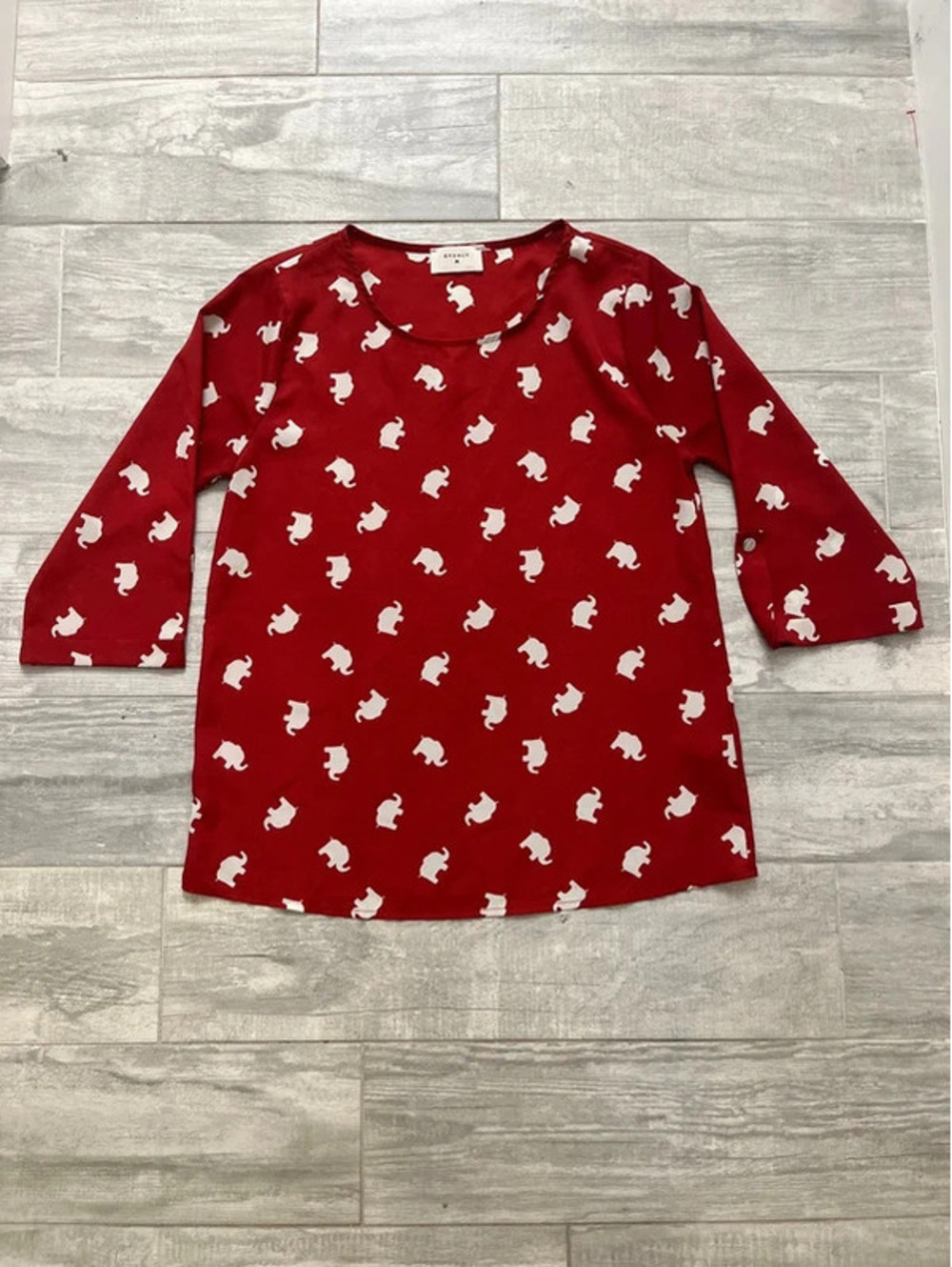 Everly Deep Red 3/4 Sleeve Blouse